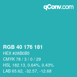 Color code: RGB 40 176 181 | qconv.com