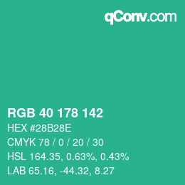 Color code: RGB 40 178 142 | qconv.com