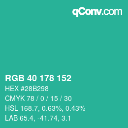 Color code: RGB 40 178 152 | qconv.com