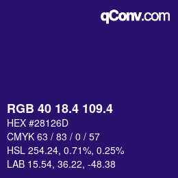 カラーコード: RGB 40 18.4 109.4 | qconv.com
