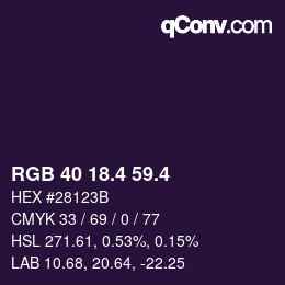 カラーコード: RGB 40 18.4 59.4 | qconv.com