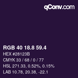 カラーコード: RGB 40 18.8 59.4 | qconv.com