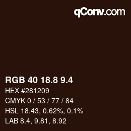 カラーコード: RGB 40 18.8 9.4 | qconv.com