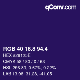 カラーコード: RGB 40 18.8 94.4 | qconv.com