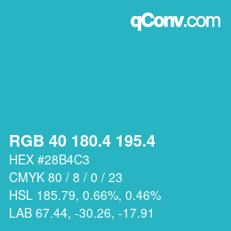 カラーコード: RGB 40 180.4 195.4 | qconv.com