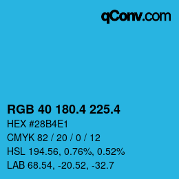カラーコード: RGB 40 180.4 225.4 | qconv.com