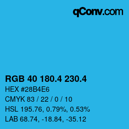 カラーコード: RGB 40 180.4 230.4 | qconv.com
