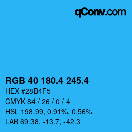 カラーコード: RGB 40 180.4 245.4 | qconv.com