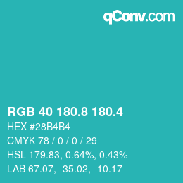 カラーコード: RGB 40 180.8 180.4 | qconv.com