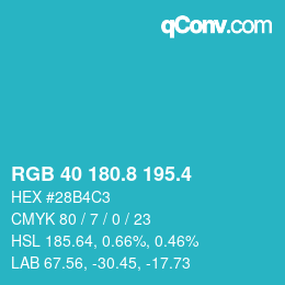 カラーコード: RGB 40 180.8 195.4 | qconv.com