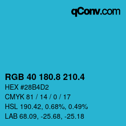 カラーコード: RGB 40 180.8 210.4 | qconv.com