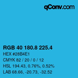 カラーコード: RGB 40 180.8 225.4 | qconv.com