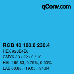 カラーコード: RGB 40 180.8 230.4 | qconv.com