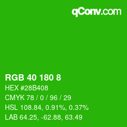 Color code: RGB 40 180 8 | qconv.com