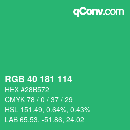 カラーコード: RGB 40 181 114 | qconv.com