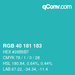 Color code: RGB 40 181 183 | qconv.com