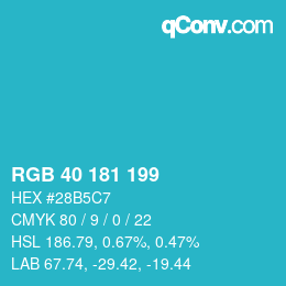 Color code: RGB 40 181 199 | qconv.com