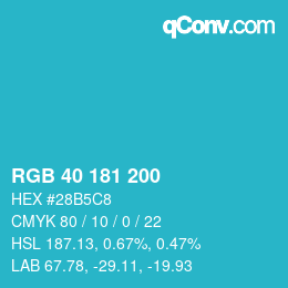 Farbcode: RGB 40 181 200 | qconv.com