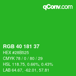 Color code: RGB 40 181 37 | qconv.com