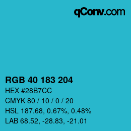 Farbcode: RGB 40 183 204 | qconv.com