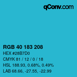 Color code: RGB 40 183 208 | qconv.com