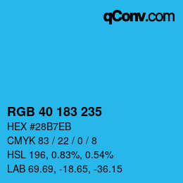 Color code: RGB 40 183 235 | qconv.com