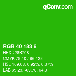 カラーコード: RGB 40 183 8 | qconv.com