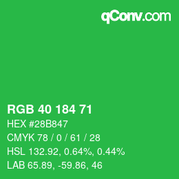 Color code: RGB 40 184 71 | qconv.com