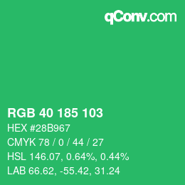 Color code: RGB 40 185 103 | qconv.com