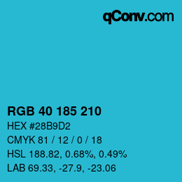 Color code: RGB 40 185 210 | qconv.com
