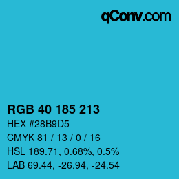 Color code: RGB 40 185 213 | qconv.com