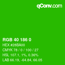 Color code: RGB 40 186 0 | qconv.com
