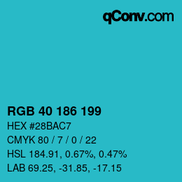 Farbcode: RGB 40 186 199 | qconv.com