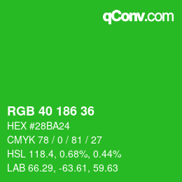 Color code: RGB 40 186 36 | qconv.com
