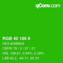 Color code: RGB 40 186 6 | qconv.com