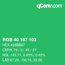 Color code: RGB 40 187 103 | qconv.com