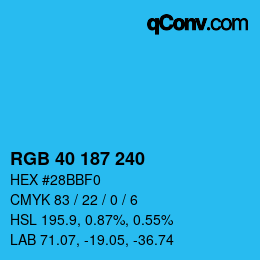 Color code: RGB 40 187 240 | qconv.com