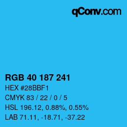 Color code: RGB 40 187 241 | qconv.com