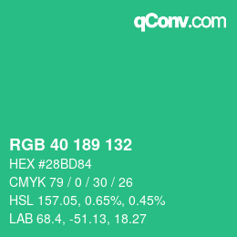 Color code: RGB 40 189 132 | qconv.com