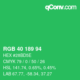 Color code: RGB 40 189 94 | qconv.com