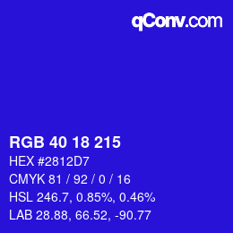 Color code: RGB 40 18 215 | qconv.com