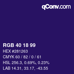 Farbcode: RGB 40 18 99 | qconv.com