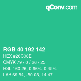 Color code: RGB 40 192 142 | qconv.com