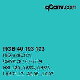 Color code: RGB 40 193 193 | qconv.com