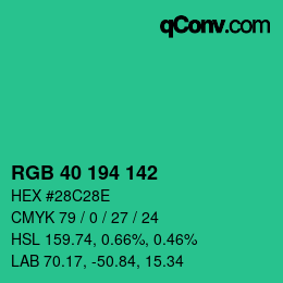 Color code: RGB 40 194 142 | qconv.com
