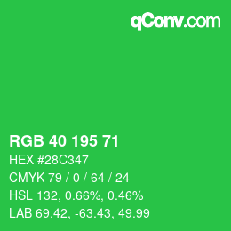 Color code: RGB 40 195 71 | qconv.com