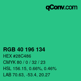 Color code: RGB 40 196 134 | qconv.com