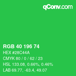 Color code: RGB 40 196 74 | qconv.com