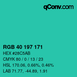 Color code: RGB 40 197 171 | qconv.com