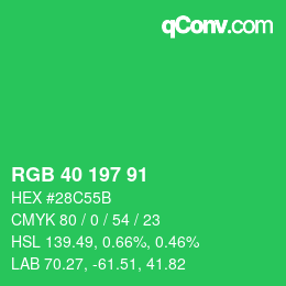 Color code: RGB 40 197 91 | qconv.com